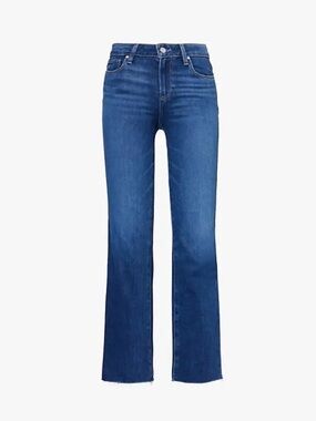 PAIGE AMBER STRAIGHT LEG RAW HEM DENIM JEANS IN MAMBO MED/DARK WASH NWOT Sz25